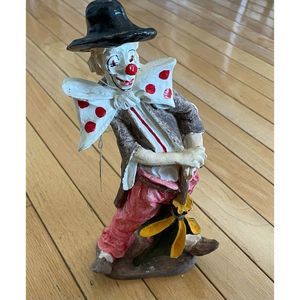 Tall Vintage Ceramic Clown Figurine (holding umbrella)